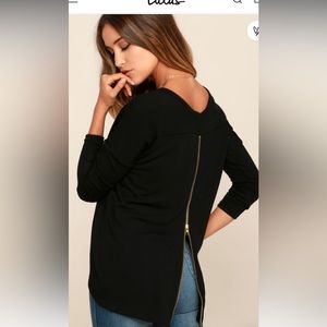 Zip back black top
